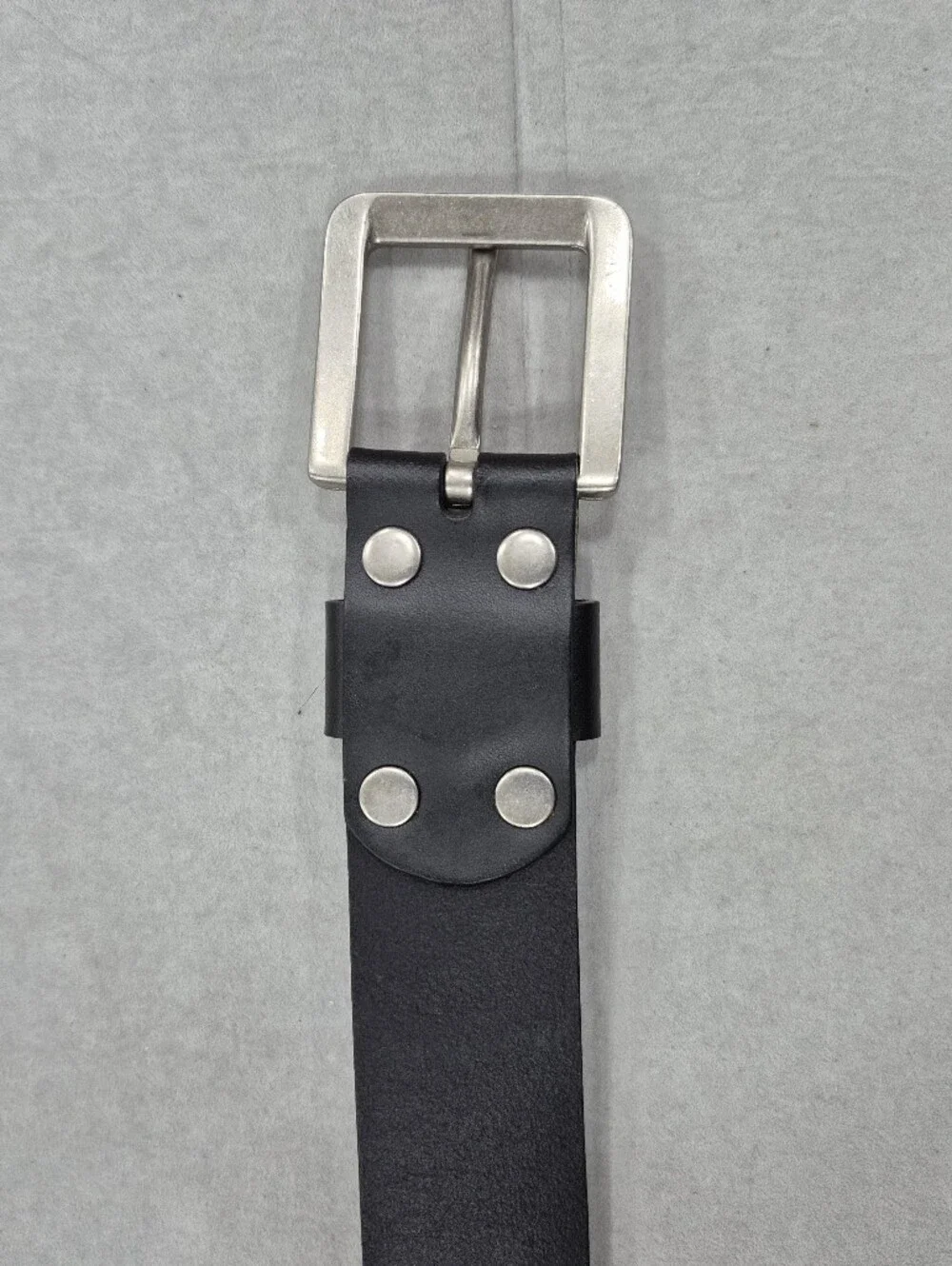 Wrangler belt men's 40 black leather brushed silver buckle casual gorpcore
